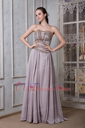Customized Tailoring Floor-length Princess Prom Dress Dark Grey Chiffon Inexpensive