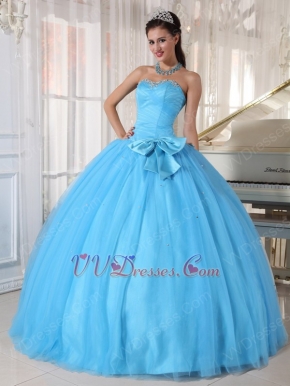 Young Girls Wear Aqua Quinceanera Dress With Bowknot Design