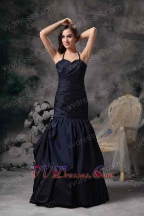 Trumpt Black Halter Floor-length Evening Dress Formal Night Club