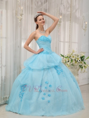 Ligh Aqua Blue Floor Length Young Girl Quinceanera Dress