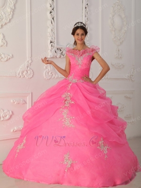 Off The Shoulder Hot Pink Allure Quinceanera Dress Applique