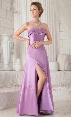 Sweetheart Lilac Bridesmaid Dress With Side Split