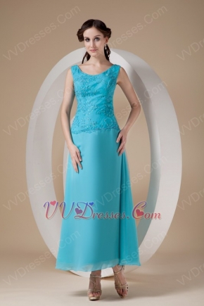 Wide Straps Ankle-length Aqua Mother Of The Bride Dress