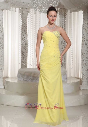 Polite Yellow Chiffon Sweetheart Prom Dress For Teenage Girl Greaduation