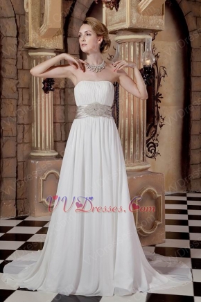 Affordable Strapless Ivory Chiffon Outdoor Wedding Dress 2014