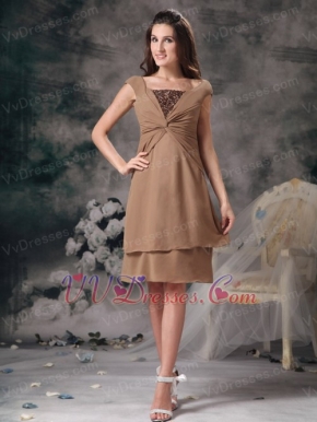 Modest Empire Square Brown Mother Of The Bride Dress Short Modest