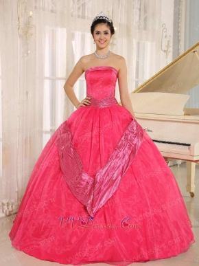 Inexpensive Coral Red Organza Puffy Dance Ball Gown Boutique Online