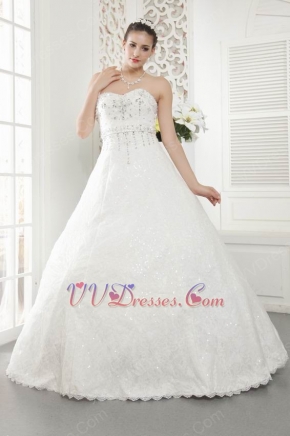 Sweetheart Neck A-line Silhouette Cream Wedding Dress Glamorous