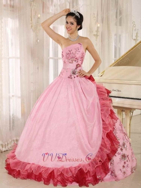 High Quality Sparkle Applqiues Sweet 16 Quinceanera Dress Pink Amiable