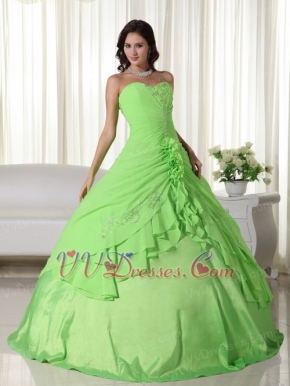 Spring Green Floor-length Chiffon Quinceanera Dress 2014 Like Princess