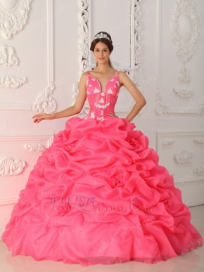 Top Designer Ruched Ball Gown Hot Pink Quinceanera Dress