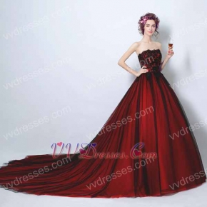Classical Black and Red Matching Quince Her Court Dresses 2019 Girls Wear