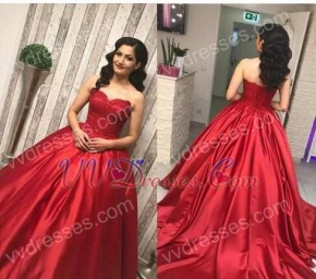 Pretty Sweetheart Satin Dress With Pockets For Prom Party Wear