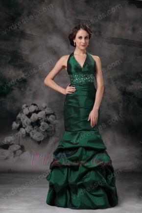 Mermaid Halter Dark Green Evening Dress Discount