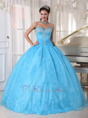 Discount Aqua Organza Dress To Christmas Quinceanera Party