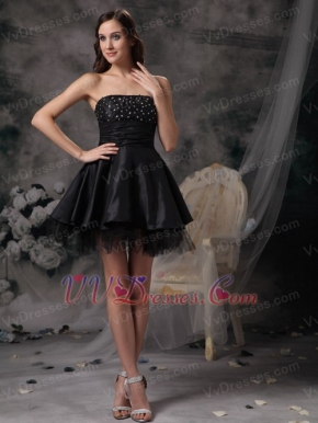 Black A-line Strapless Short Dress For Prom Party 2014 Knee Length Sexy