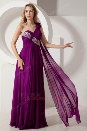 Formal Ocassion Flowers Strap Purple Prom Dress With Split