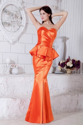 Petite Sweetheart Mermaid Skirt Orange Bridal Party Dress