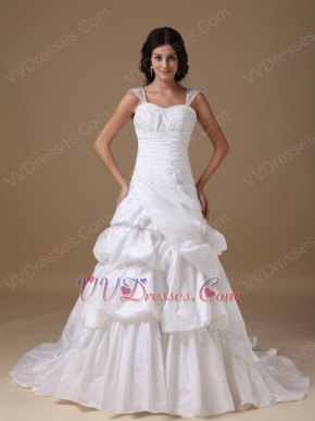 Modest Wide Straps Taffeta Dress For Wedding Bride Wear