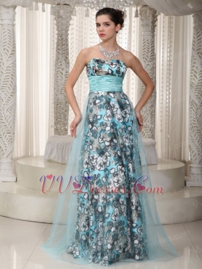 Brand New Sweetheart Printed Fabric Long Prom Dress Unique Luxury