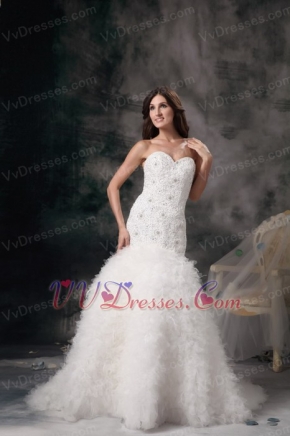 Elegant Mermaid Wedding Dress With Feather Emberllishments Low Price