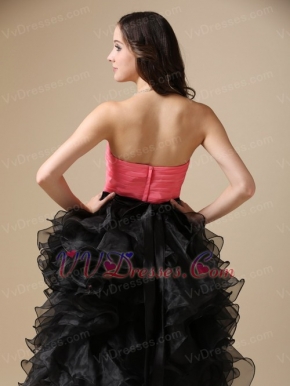 pink and black ball gowns
