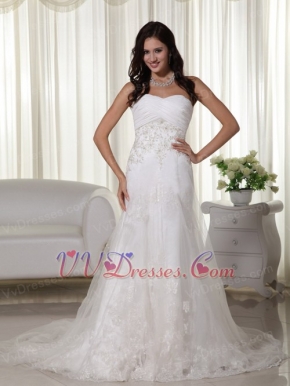 Chapel Train Beautiful Los Angel Wedding Dress With Lace Low Price