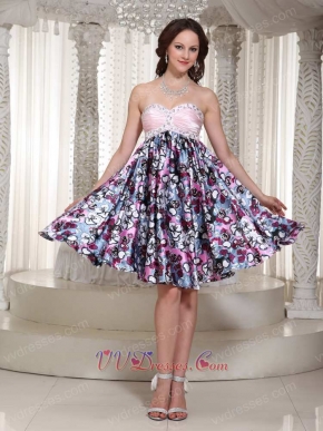 Sweetheart Printed Pattern Empire Waist Homecoming Dress Nifty