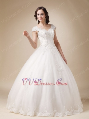 Unique Sweetheart Neck Applique Church Wedding Dress Puffy