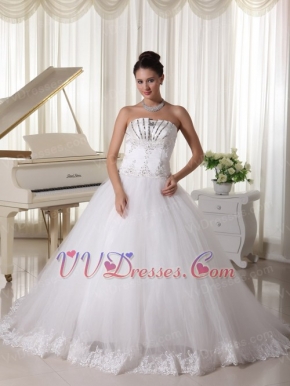 Strapless A-line Puffy Skirt Wedding Dress For Bride Wear Low Price