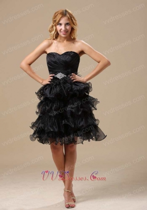Exquisite Feathers Alternate Multilayers Ruffles Black Skirt Cocktail Prom Dress