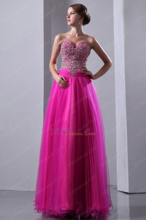 Cheap Sweetheart Beaded Fuchsia Celebrity Evening Dress