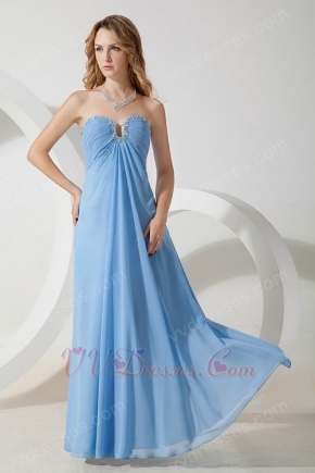 Floor Length Baby Blue Chiffon Dress For Evening Party