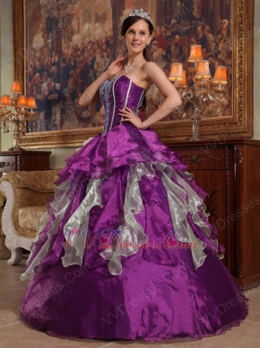 Apple Green And Purple Contrast Skirt Quinceanera Dress