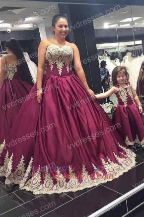 Graceful Darkest Wine Quinceanera Ball Gown By Ananas Comosus Flower Pattern