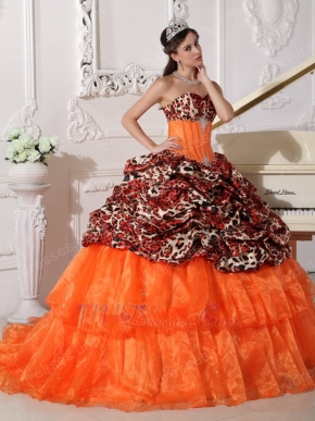 Natural Sexy Deer Printed Pattern Quinceanera Dress Gown