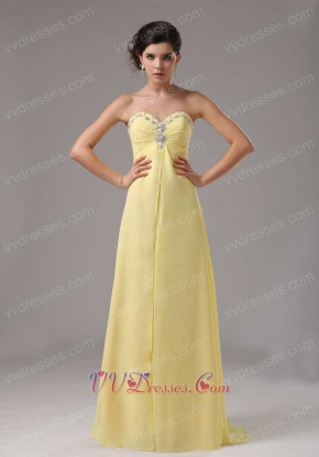 Detroit Yellow Chiffon Sweetheart Floor Length Evening Dress Under 90