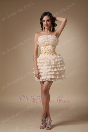 Ruffled Layers Skirt With Champagne Lace Sweet 16 Dress