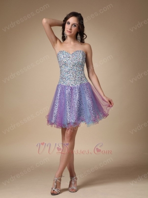 Leopard Printed Fabric Short Prom Party Dress With Shawl