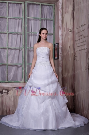 Strapless Chapel Train Designer Wedding Dress New Look Low Price