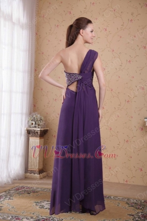 Single One Shoulder Purple Prom Dress In Floor Length