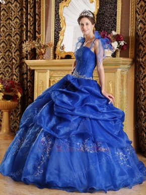 Royal Blue Floor-length Quinceanera Dress With Spaghetti Straps