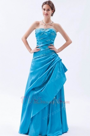 Princess Sweetheart Dodger Blue Taffeta Prom Celebrity Dress