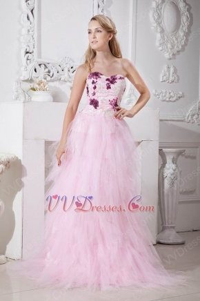 Sweetheart Neckline Sequins Pink Net Long Prom Dress Stores