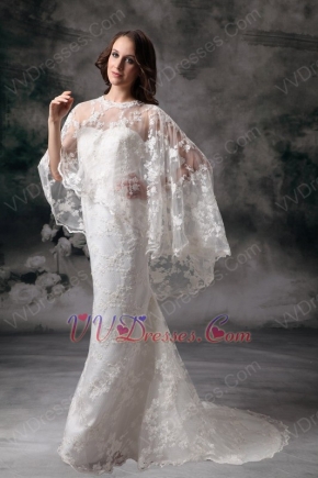 Simple Column Sweetheart Woman In Lace Wedding Dress Slender