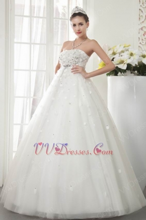 Glamorous Beaded Bodice Corset Bridal Dress With Flowers