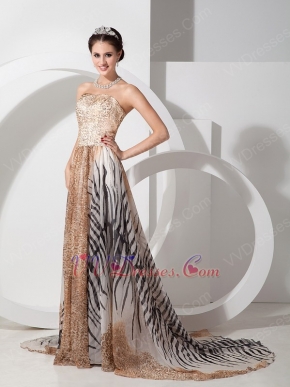 Leopard Zebra Special Fabric Prom Dress 2014 New Arrival