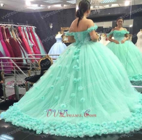 Apple Mint Ruching Puffy Tulle Rugosa Rose Skirt 2019 Quince Dress For Girl