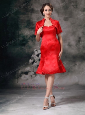 Mermaid Short Scarlet Bridal Mother Dress With Embroidery Jacket