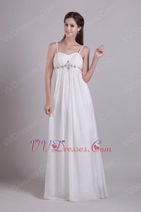 Best Spaghetti Straps White Chiffon Evening Dress